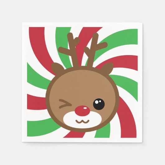 Kawaii Reindeer Paper Napkins Servetten (Voorkant)