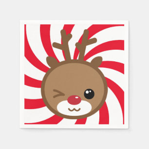 Kawaii Reindeer Paper Napkins Servetten