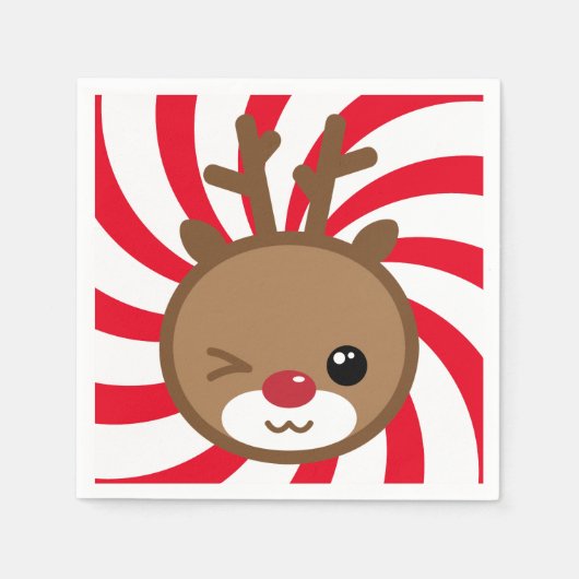 Kawaii Reindeer Paper Napkins Servetten (Voorkant)