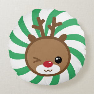 Kawaii Reindeer Round Pouf Pillow Rond Kussen