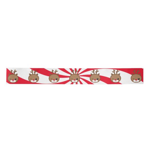 Kawaii Reindeer Satin Ribbon Satijnen Lint (Voorkant)