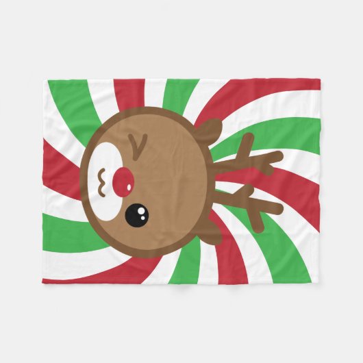 Kawaii Reindeer Small Fleece Blanket (Voorkant (Horizontaal))