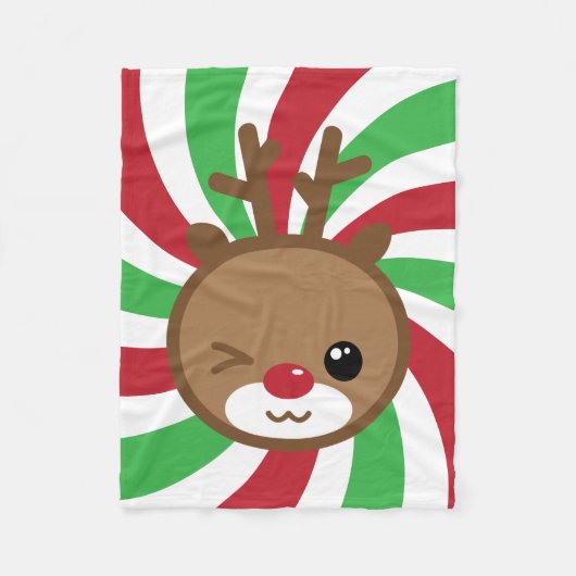 Kawaii Reindeer Small Fleece Blanket (Voorkant)