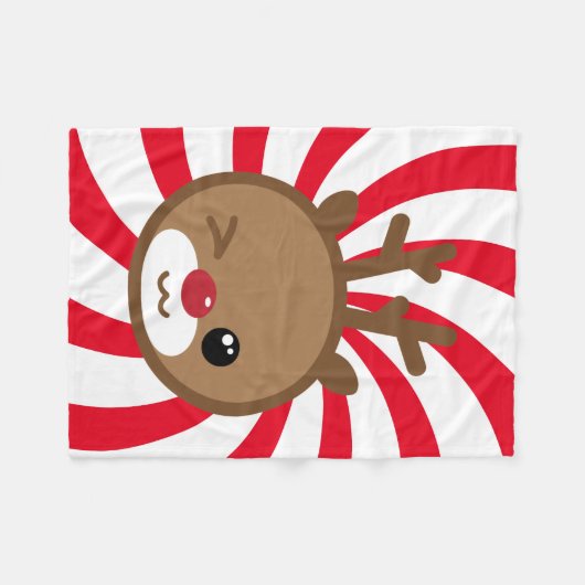 Kawaii Reindeer Small Fleece Blanket (Voorkant (Horizontaal))