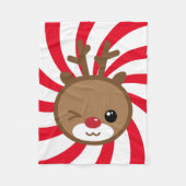 Kawaii Reindeer Small Fleece Blanket (Voorkant)