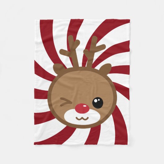 Kawaii Reindeer Small Fleece Blanket Deken (Voorkant)