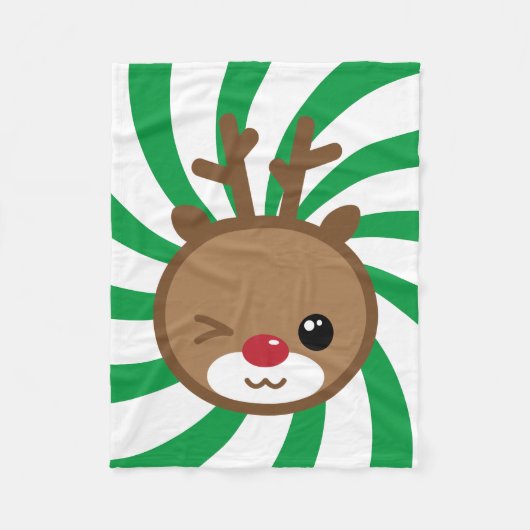 Kawaii Reindeer Small Fleece Blanket Deken (Voorkant)