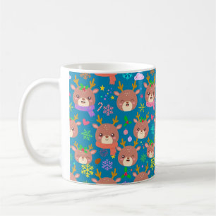 Kawaii Rendiergezichten Patroon Koffiemok