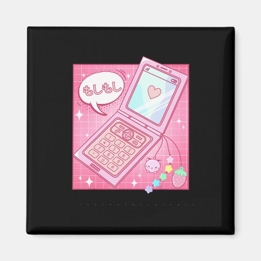 Kawaii Retro 90s Japanse Y2K Flip Telefoon Magneet (Voorkant)