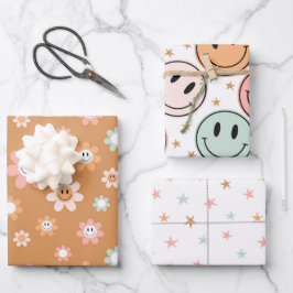 Kawaii Retro Madeliefjes Sterren Inpakpapier Vel