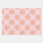 Kawaii Retro Pink Daisy Inpakpapier Vel (Voorkant)