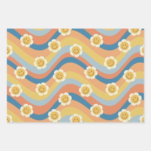 Kawaii Retro Roze Madeliefje Inpakpapier Vel (Voorkant 2)