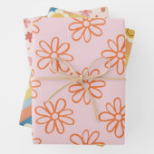 Kawaii Retro Roze Madeliefje Inpakpapier Vel (In situ)