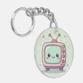 Kawaii Retro TV – Schattig Sleutelhanger (Voorkant Links)
