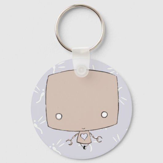 Kawaii Robot (paarse vuursteentje) Sleutelhanger (Voorkant)