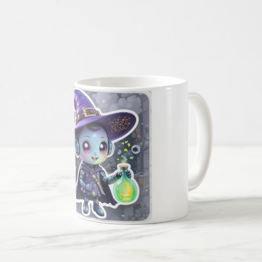 Kawaii Robot Witch Mok Schattige Halloween Coffee (Voorkant rechts)