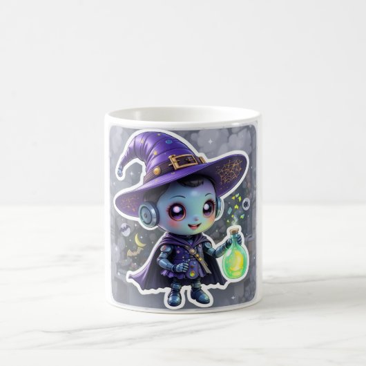 Kawaii Robot Witch Mok Schattige Halloween Coffee (Center)