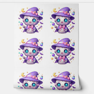 Kawaii Robot Witch Schattige Magische Tech-Geïnspi Behang