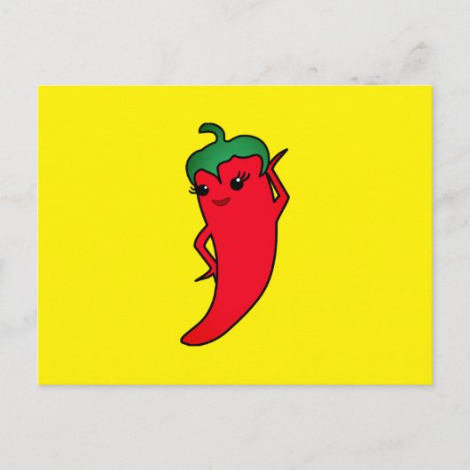 Kawaii Rode Hete Peper Diva Feestdagenkaart (Voorkant)