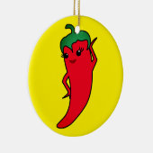 Kawaii Rode Hete Peper Diva Keramisch Ornament (Rechts)