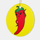 Kawaii Rode Hete Peper Diva Keramisch Ornament (Links)