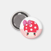 Kawaii rode paddenstoel met schattige polka stippe magneet (Voorkant / Achterkant)