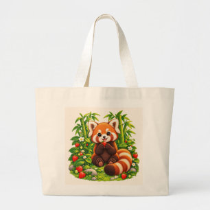 Kawaii Rode Panda Aardbeituin Jumbo Boodschappento Grote Tote Bag