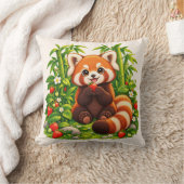 Kawaii Rode Panda Aardbeituin Worpkussen Kussen (Deken)