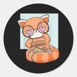 Kawaii rode panda Drink koffie anime Beer Ronde Sticker