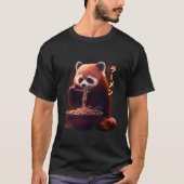 Kawaii Rode Panda Eten Ra Ra T-shirt (Voorkant)