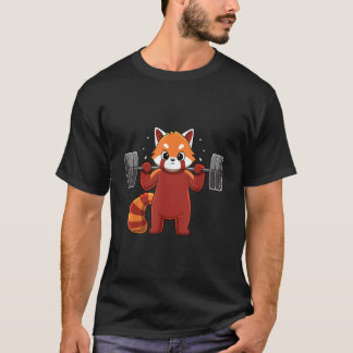 Kawaii Rode Panda Gewichtheffen Fitness Gym T-shirt