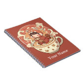 Kawaii Rode Panda Koffie Studie Spiraal Notebook Notitieboek (Rechterzijde)