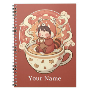 Kawaii Rode Panda Koffie Studie Spiraal Notebook Notitieboek