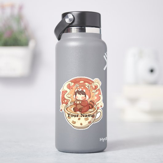 Kawaii rode Panda koffiebeker vinyl sticker (HydroFlask)