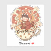 Kawaii rode Panda koffiebeker vinyl sticker (Vel)