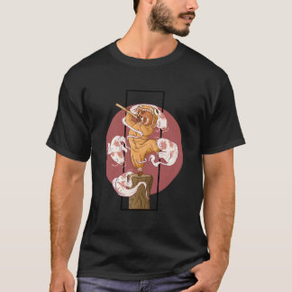 Kawaii Rode Panda Met Japanse Koi Geesten T-shirt