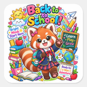 Kawaii Rode Panda Terug naar School Stickers