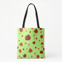 Kawaii Rode Vruchtenpatroon in Lime Groen
