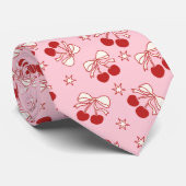 Kawaii Rode Zoete Kersenpatroon Stropdas (Opgerold)