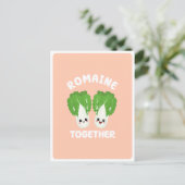  Kawaii Romaine Lettuce Koppel Groente Voedsel Pun Briefkaart (Staand voorkant)