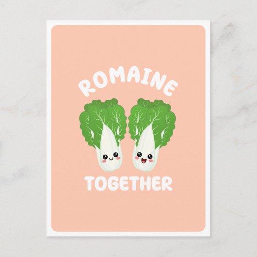  Kawaii Romaine Lettuce Koppel Groente Voedsel Pun Briefkaart (Voorkant)
