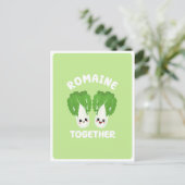  Kawaii Romaine Lettuce Koppel Groente Voedsel Pun Briefkaart (Staand voorkant)