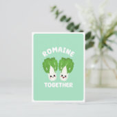  Kawaii Romaine Lettuce Koppel Groente Voedsel Pun Briefkaart (Staand voorkant)