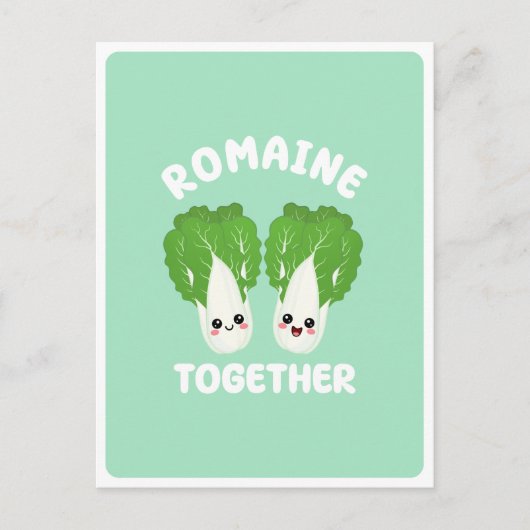  Kawaii Romaine Lettuce Koppel Groente Voedsel Pun Briefkaart (Voorkant)