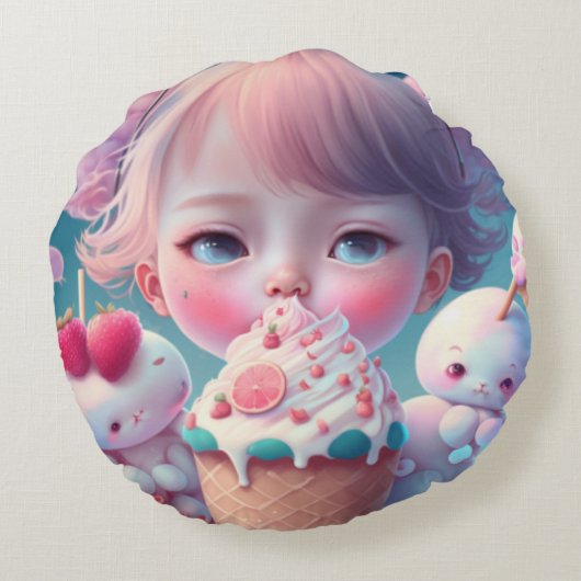 Kawaii   rond kussen (Achterkant)