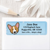 Kawaii rood vest Welsh Corgi Etiket (Insitu)