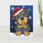 Kawaii Rottweiler Christmas Kaart (Voorkant)