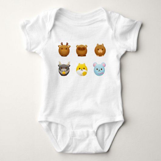 Kawaii Round Animals Romper (Voorkant)