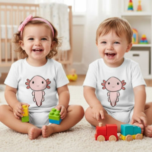 Kawaii Roze Axolotl Eenvoudige Baby T-Shirt