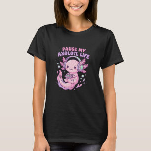 Kawaii Roze Axolotl Retro Gamer Pixel Art T-shirt